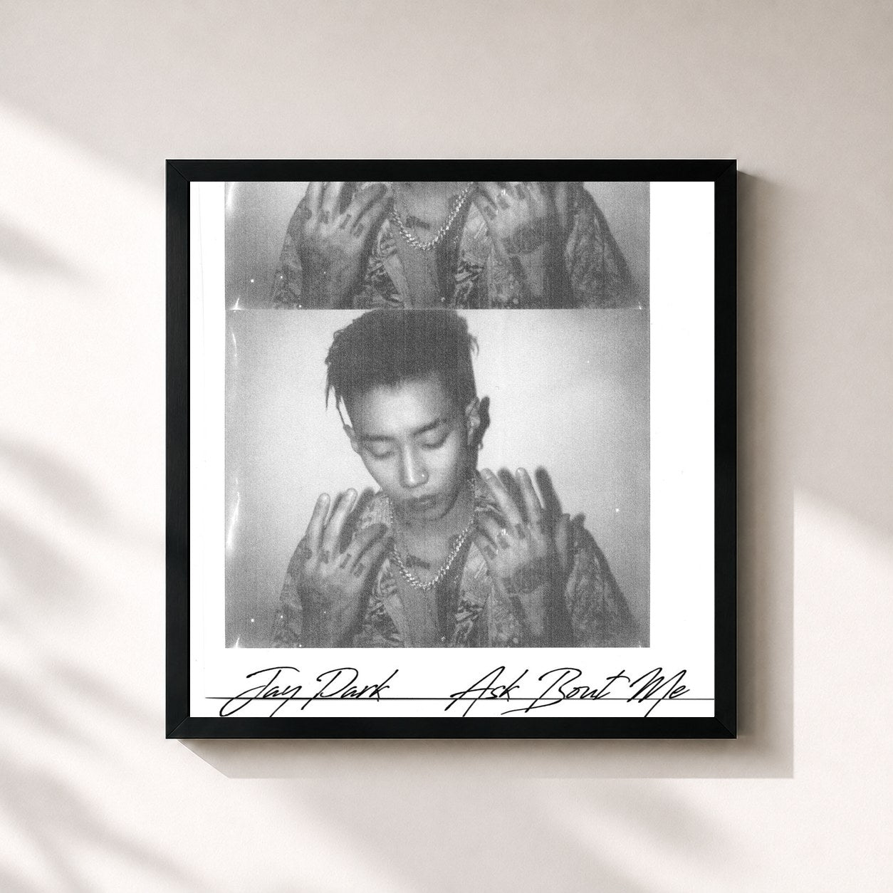 #noir Tableau carré de l'album Ask Bout Me de Jay Park, cadre noir 32x32 cm