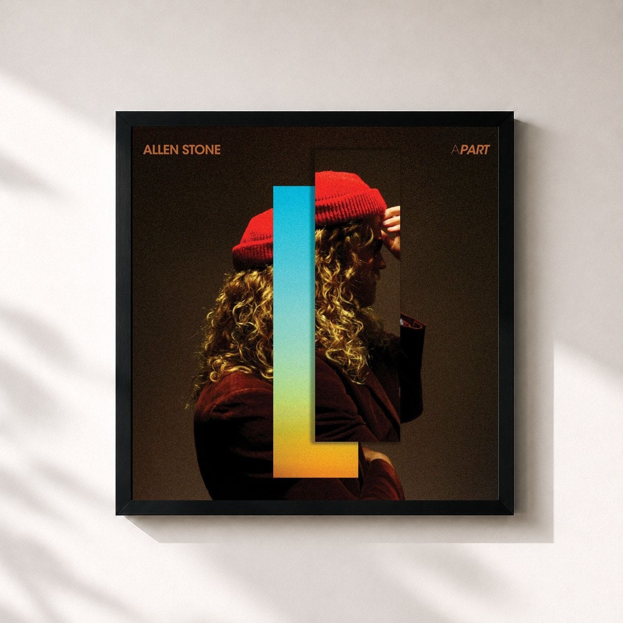 #noir Tableau carré de l'album APART de Allen Stone, cadre noir 32x32 cm