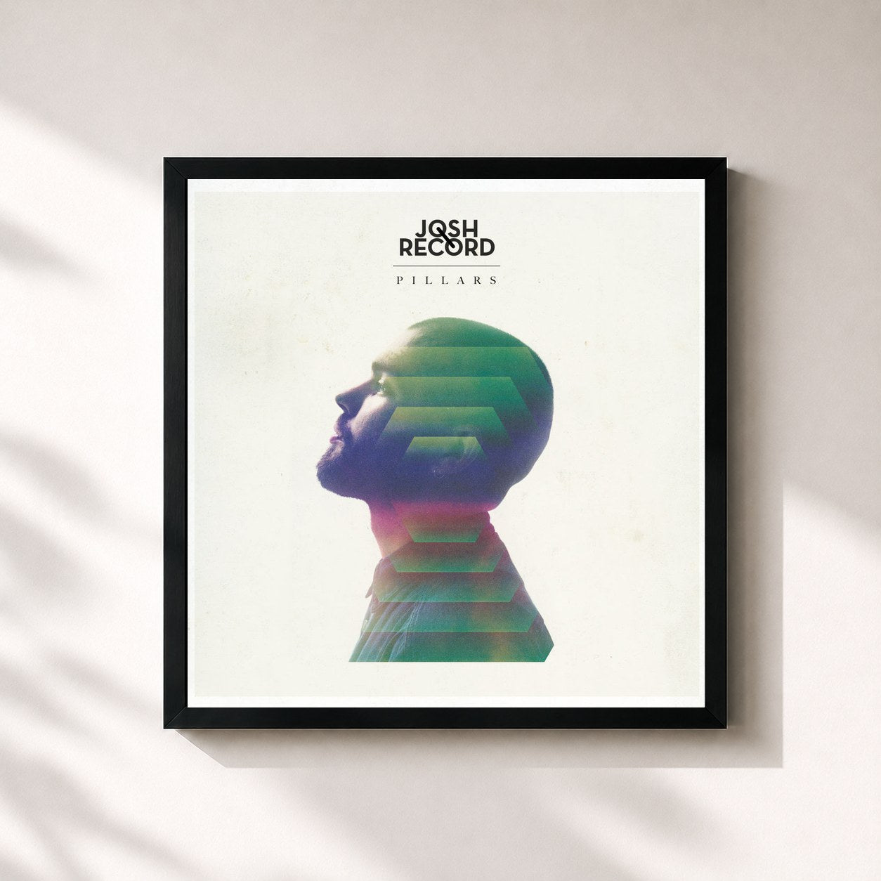 #noir Tableau carré de l'album Pillars de Josh Record, cadre noir 32x32 cm