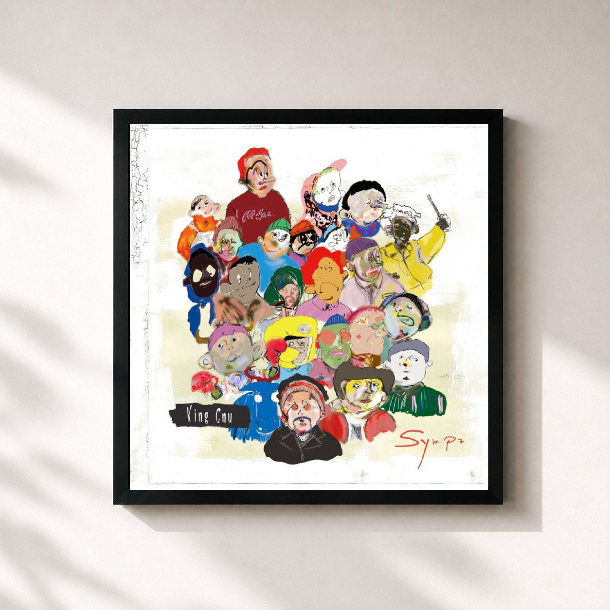 #noir Tableau carré de l'album Sympa de King Gnu, cadre noir 32x32 cm