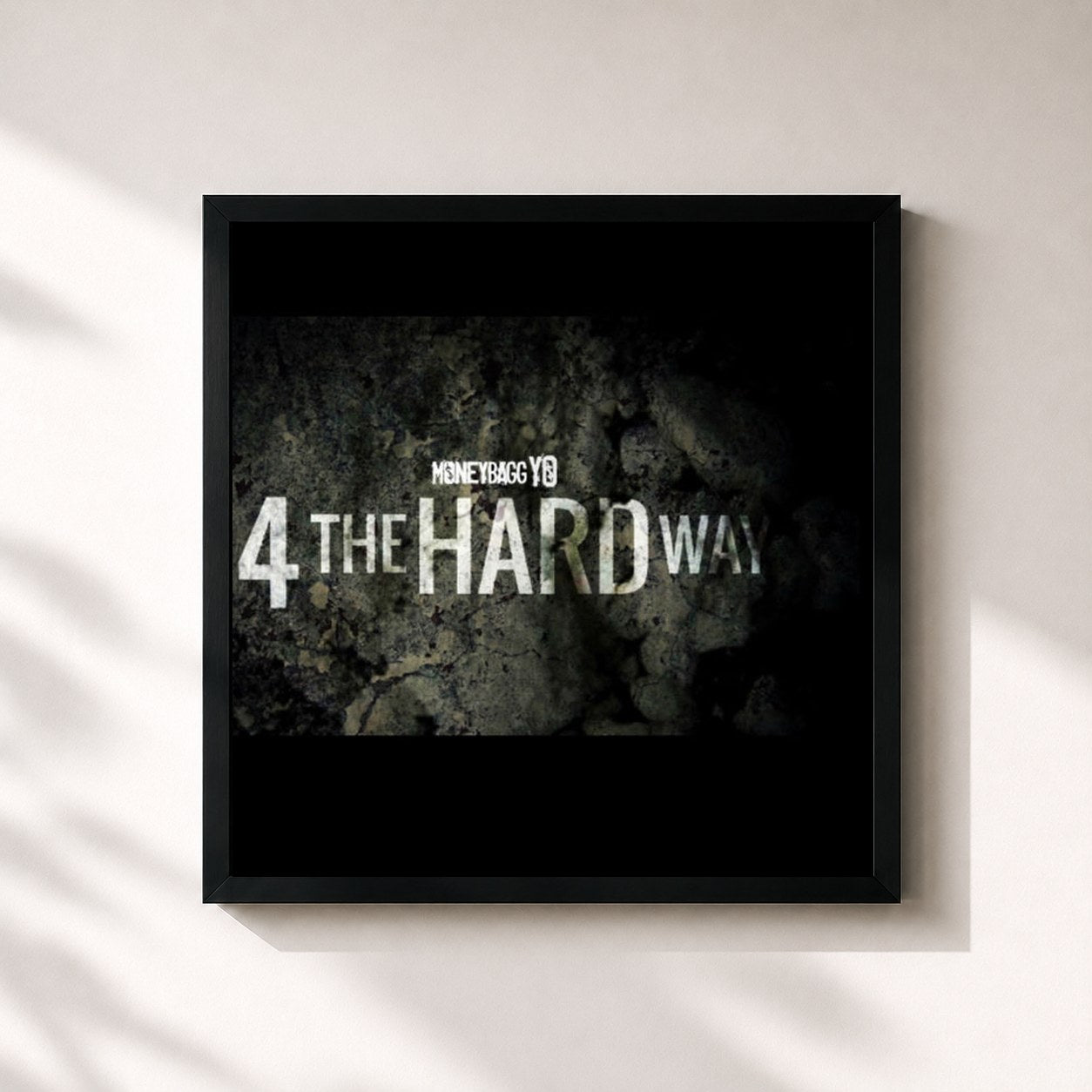 #noir Tableau carré de l'album 4 The Hard Way, Vol. 1 de Moneybagg Yo, cadre noir 32x32 cm