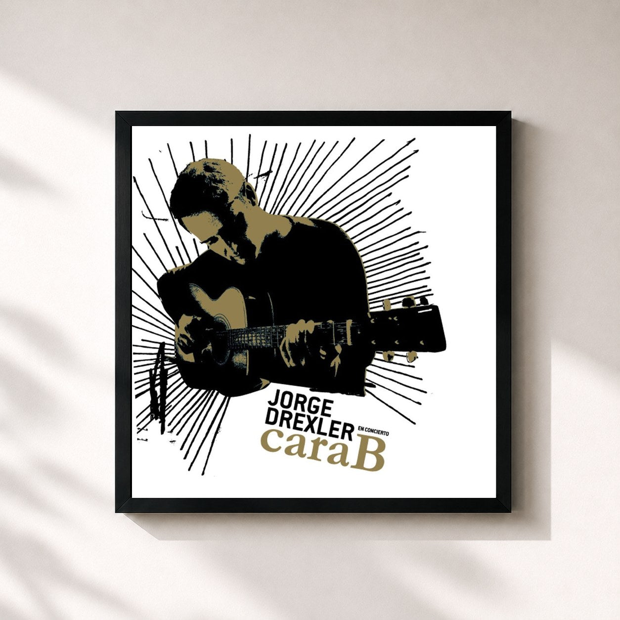 #noir Tableau carré de l'album Cara B de Jorge Drexler, cadre noir 32x32 cm