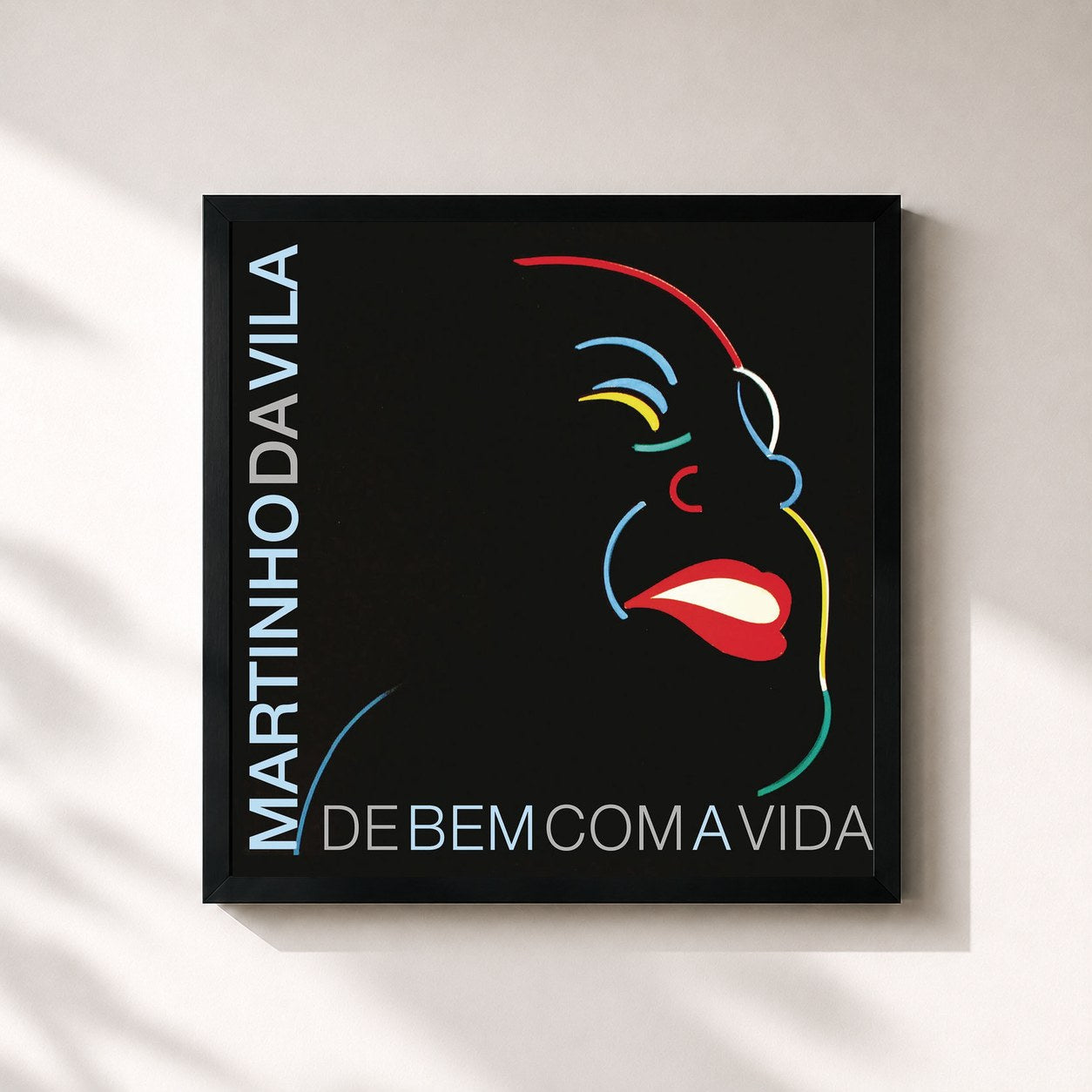 #noir Tableau carré de l'album De Bem Com a Vida de Martinho da Vila, cadre noir 32x32 cm