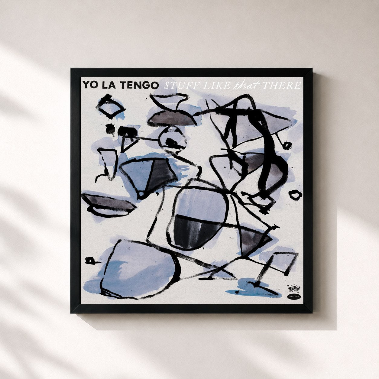 #noir Tableau carré de l'album Stuff Like That There de Yo La Tengo, cadre noir 32x32 cm