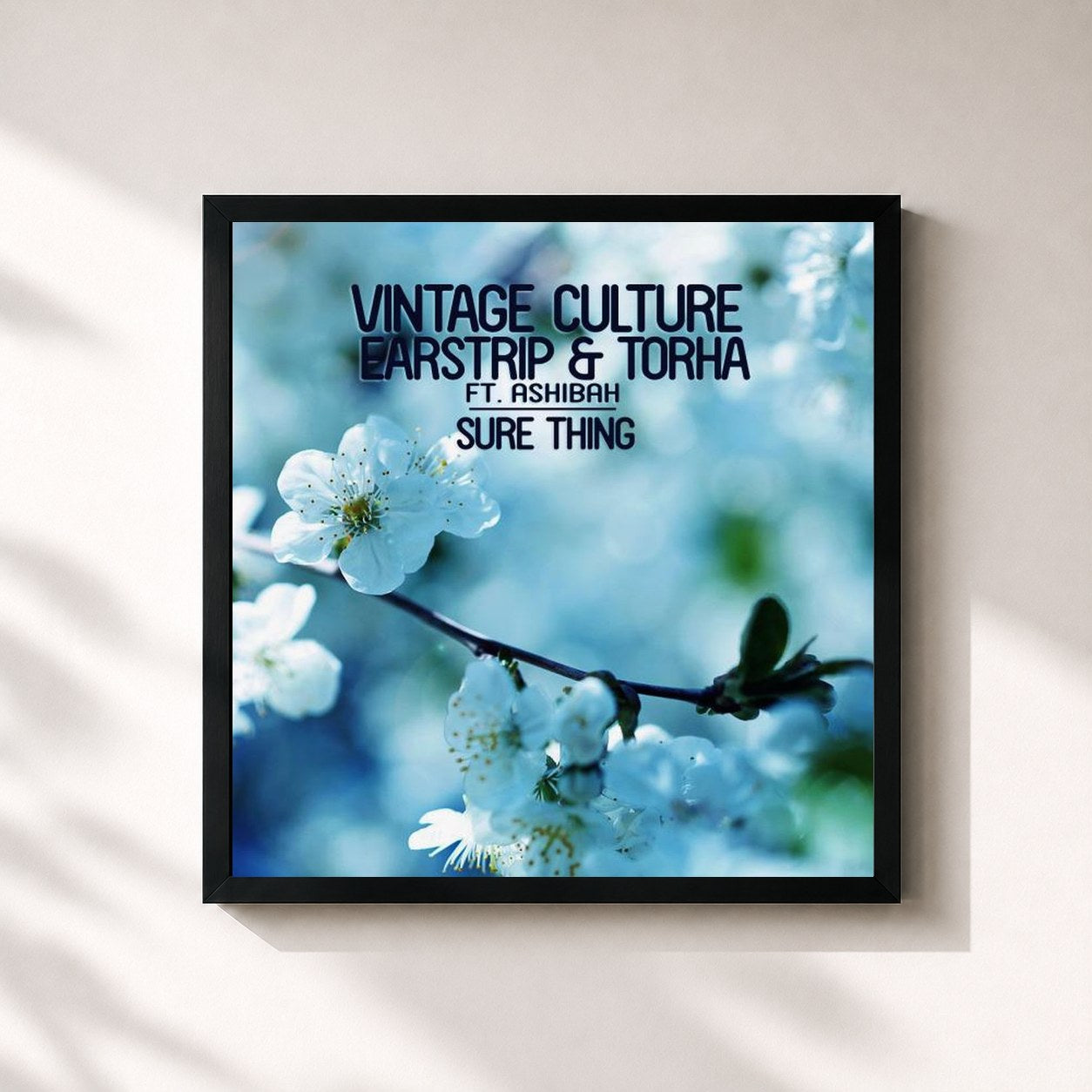 #noir Tableau carré de l'album Sure Thing de Vintage Culture, cadre noir 32x32 cm