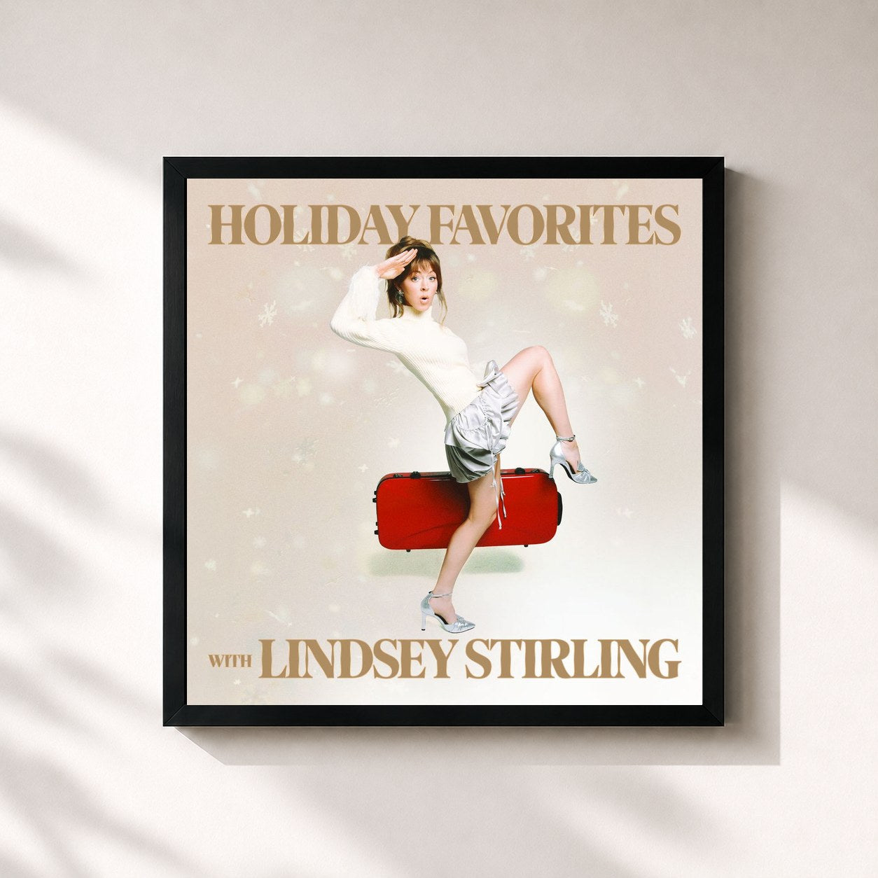 #noir Tableau carré de l'album Holiday Favorites with Lindsey Stirling de Lindsey Stirling, cadre noir 32x32 cm