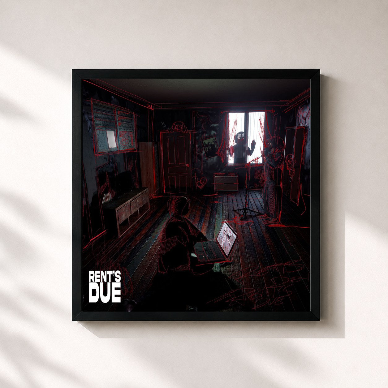 #noir Tableau carré de l'album RENT'S DUE (DELUXE) de Nemzzz, cadre noir 32x32 cm