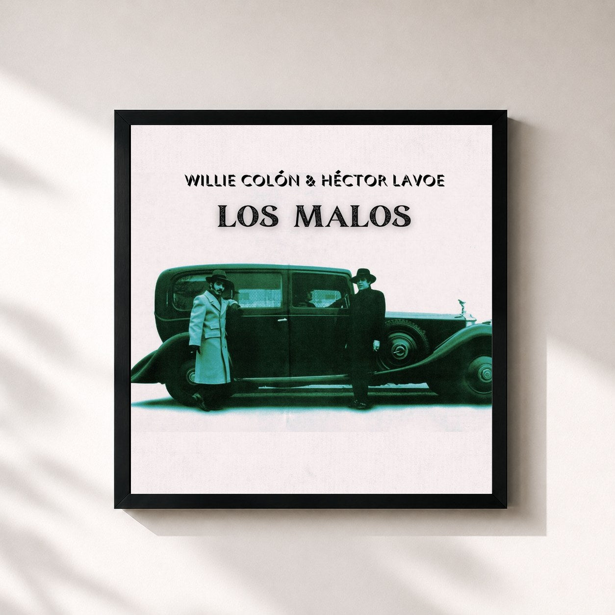 #noir Tableau carré de l'album Los Malos de Willie Colón, cadre noir 32x32 cm