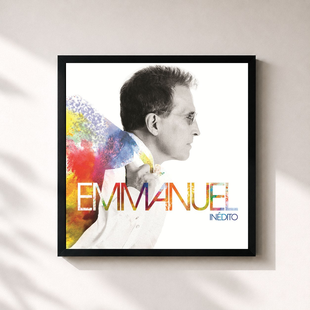 #noir Tableau carré de l'album Inédito de Emmanuel, cadre noir 32x32 cm
