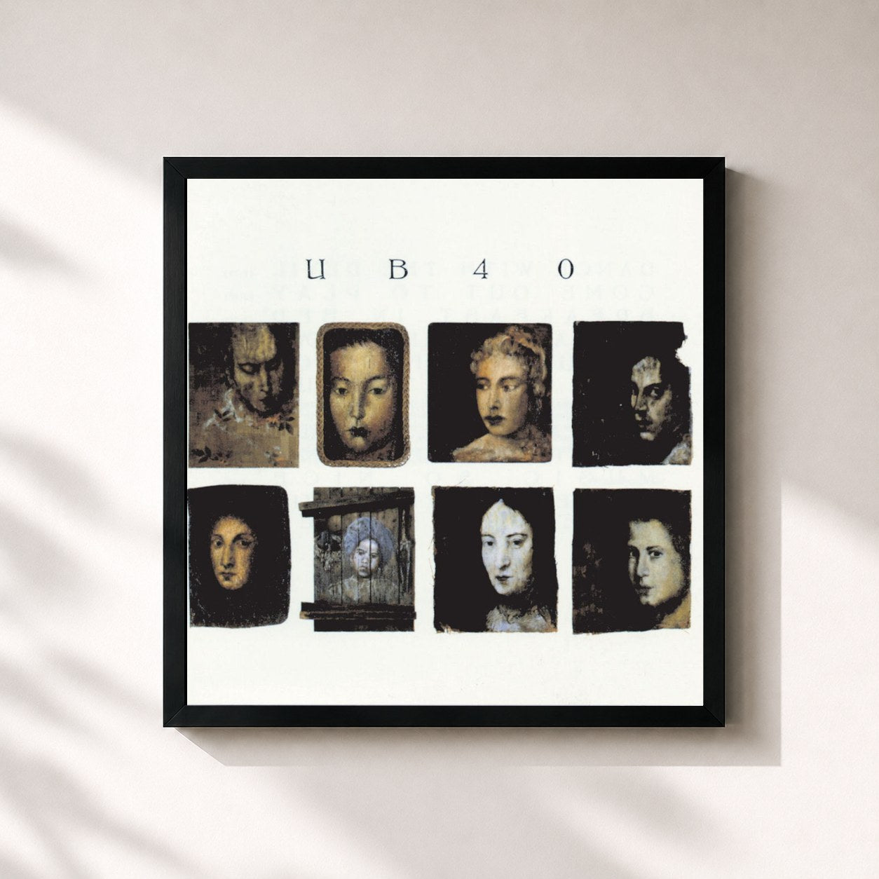 #noir Tableau carré de l'album UB40 de UB40, cadre noir 32x32 cm