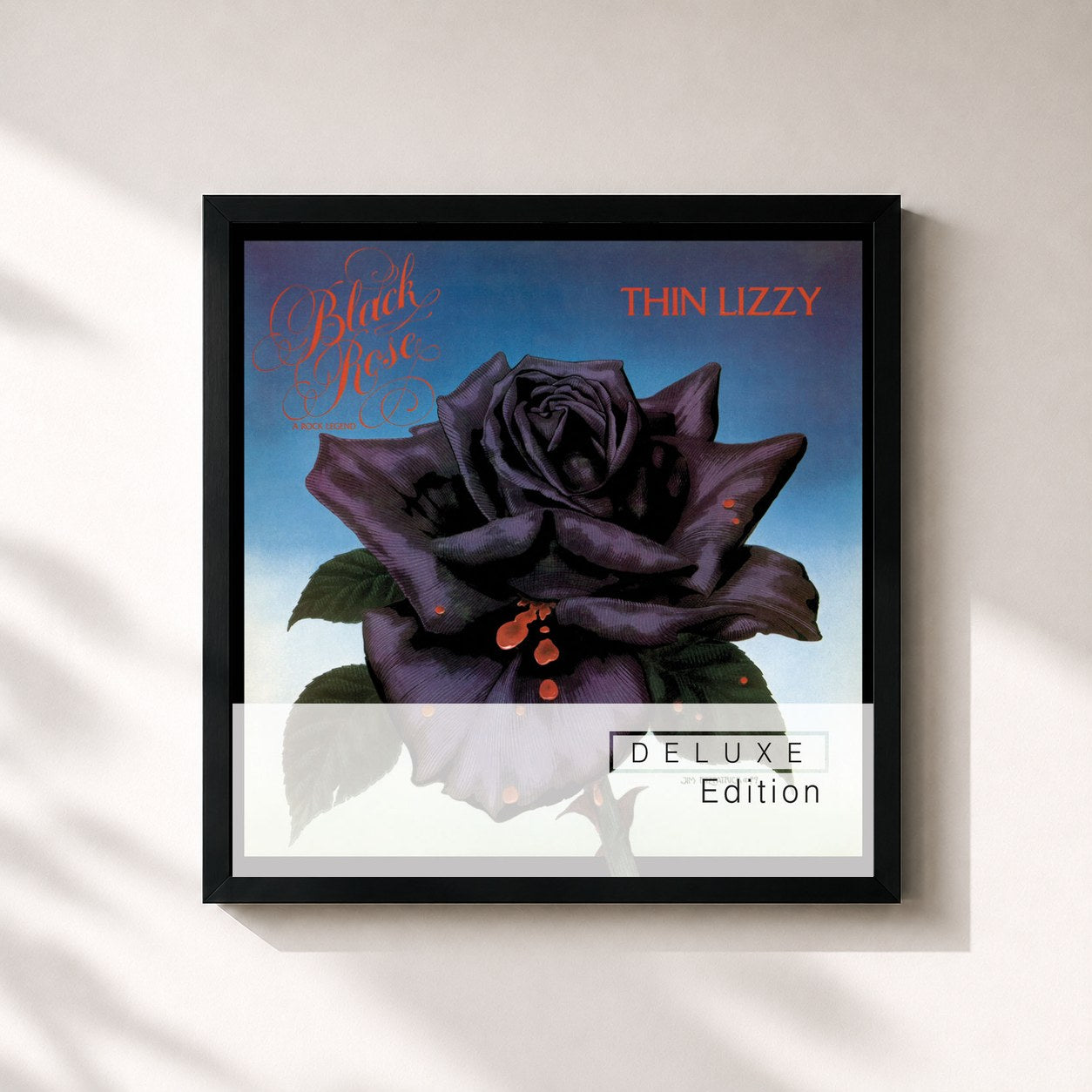 #noir Tableau carré de l'album Black Rose (Deluxe Edition) de Thin Lizzy, cadre noir 32x32 cm