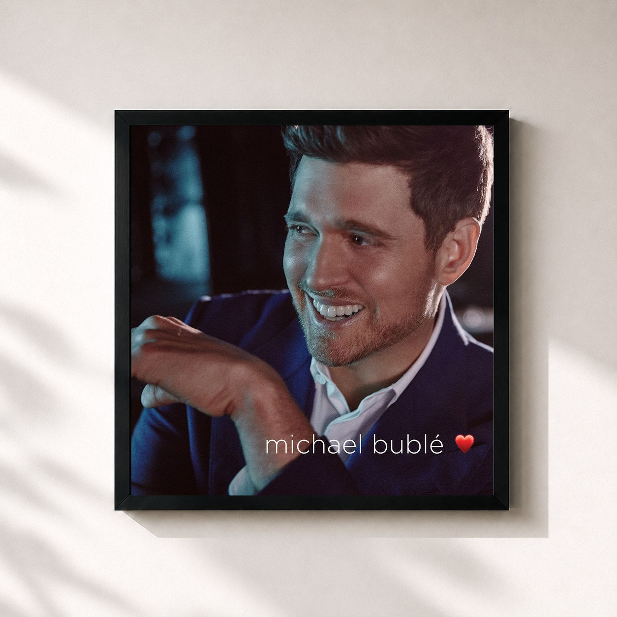 #noir Tableau carré de l'album love de Michael Bublé, cadre noir 32x32 cm