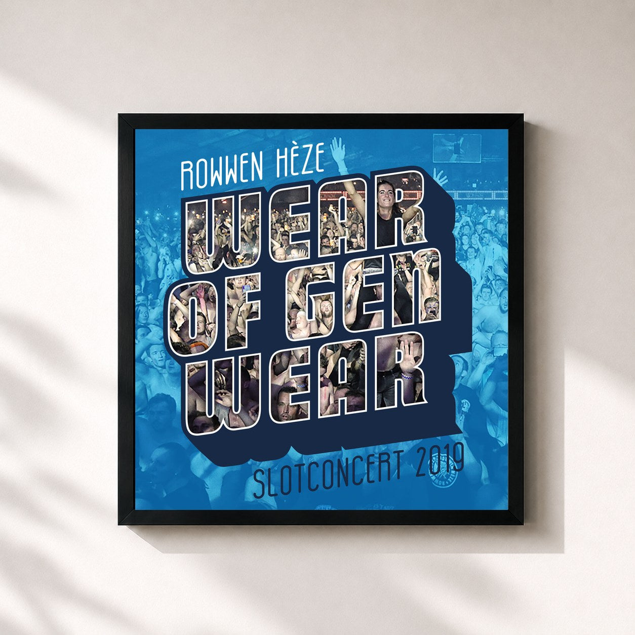 #noir Tableau carré de l'album Wear Of Gen Wear: Slotconcert 2019 de Rowwen Hèze, cadre noir 32x32 cm