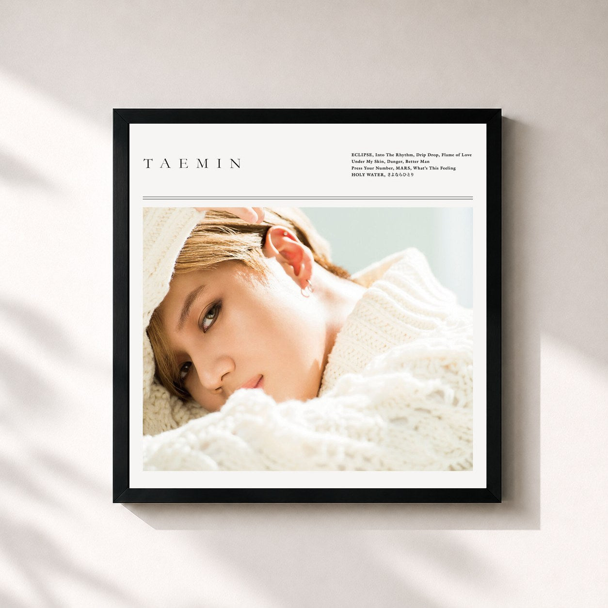 #noir Tableau carré de l'album Taemin de TAEMIN, cadre noir 32x32 cm