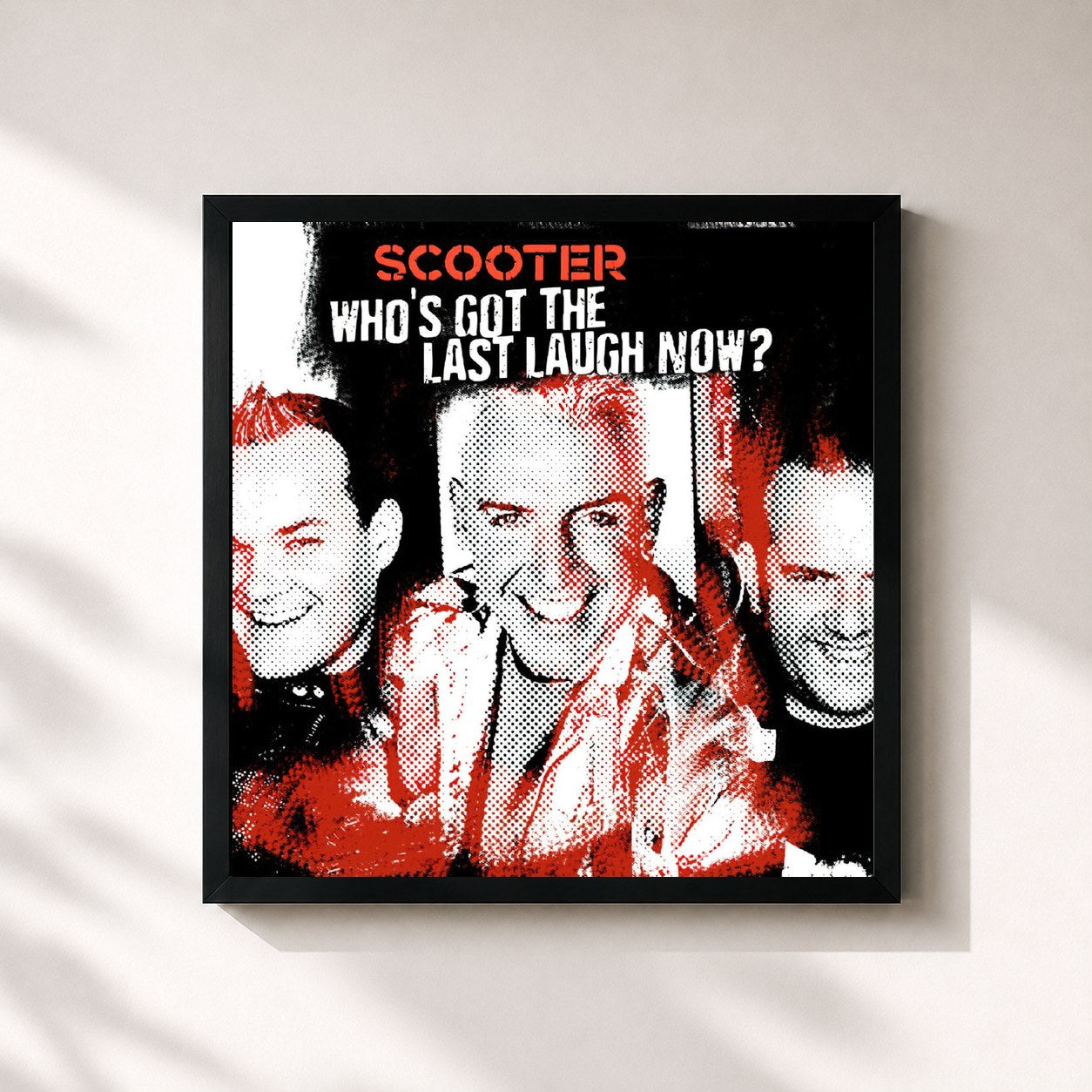 #noir Tableau carré de l'album Who's Got The Last Laugh Now? de Scooter, cadre noir 32x32 cm