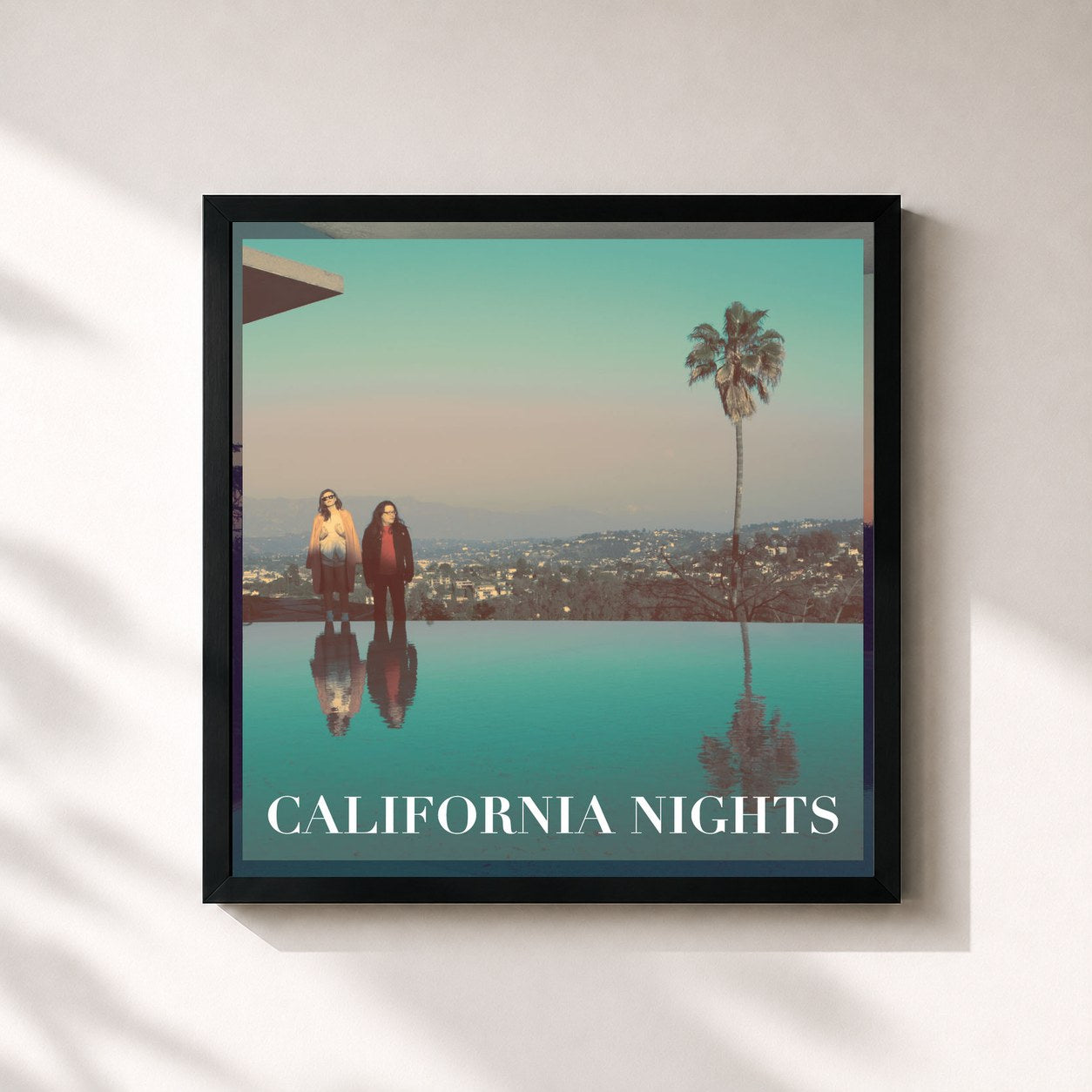 #noir Tableau carré de l'album California Nights de Best Coast, cadre noir 32x32 cm