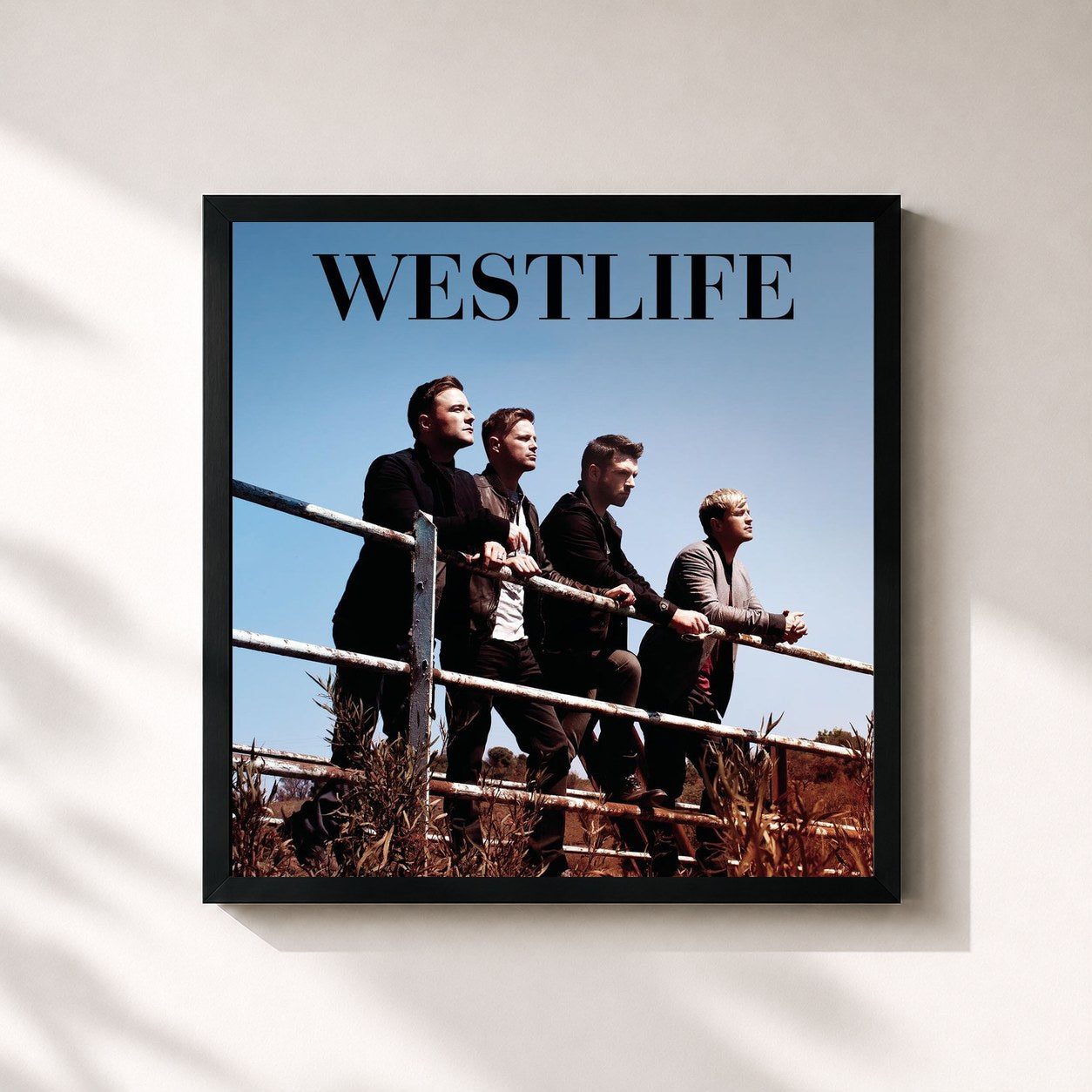 #noir Tableau carré de l'album B-Sides, Rarities and Remixes de Westlife, cadre noir 32x32 cm
