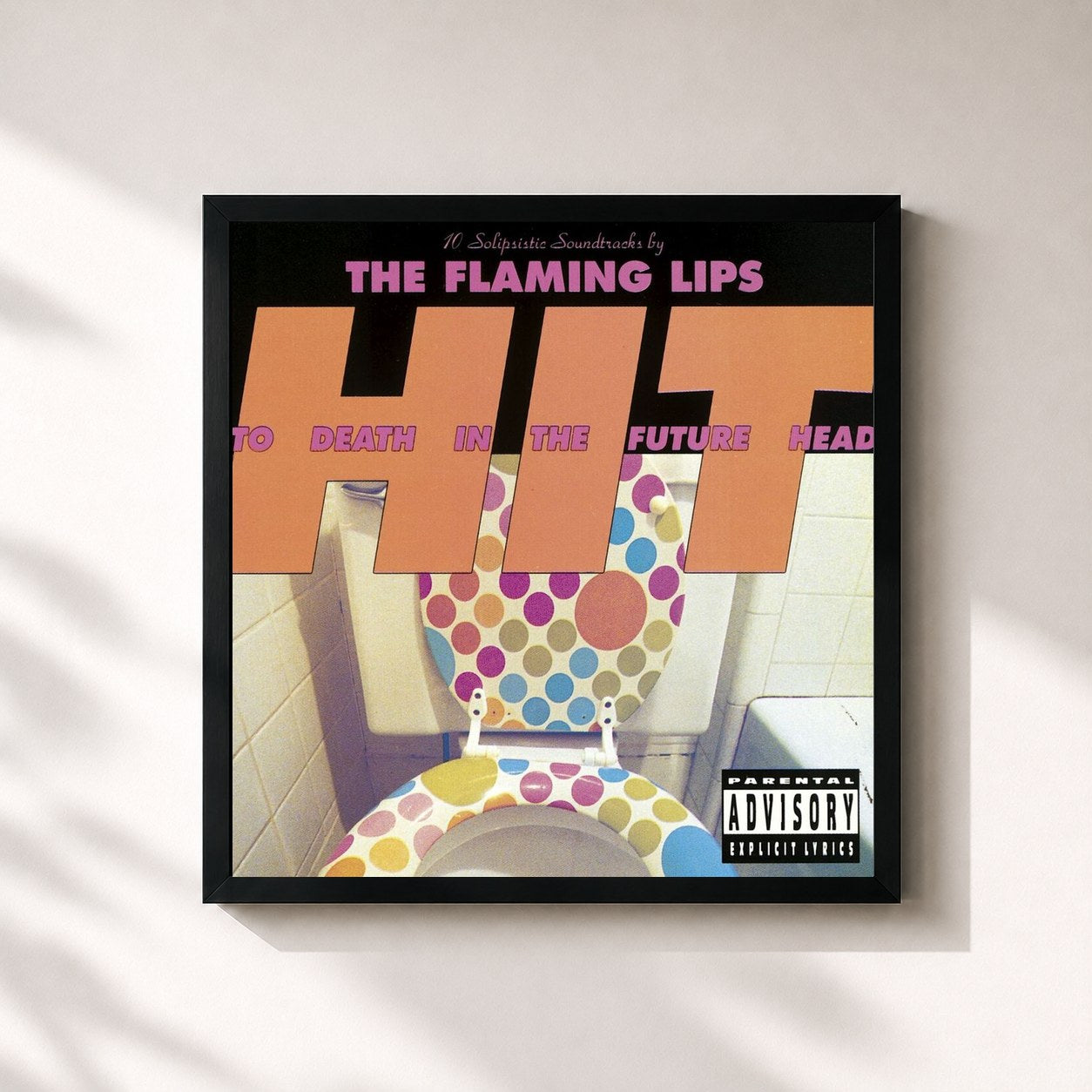#noir Tableau carré de l'album Hit to Death in the Future Head de The Flaming Lips, cadre noir 32x32 cm