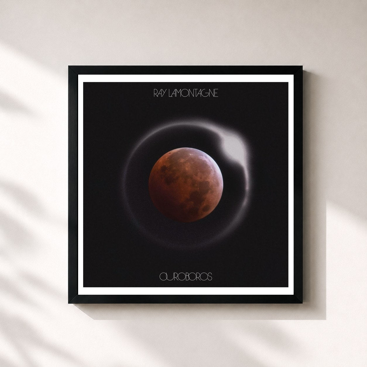 #noir Tableau carré de l'album Ouroboros de Ray LaMontagne, cadre noir 32x32 cm