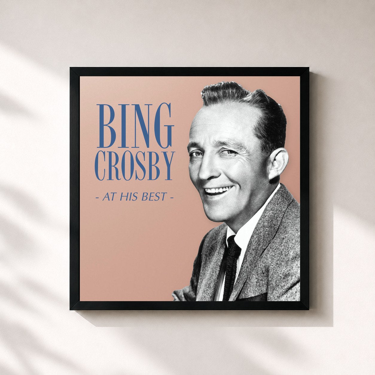 #noir Tableau carré de l'album Bing Crosby - At His Best de Bing Crosby, cadre noir 32x32 cm
