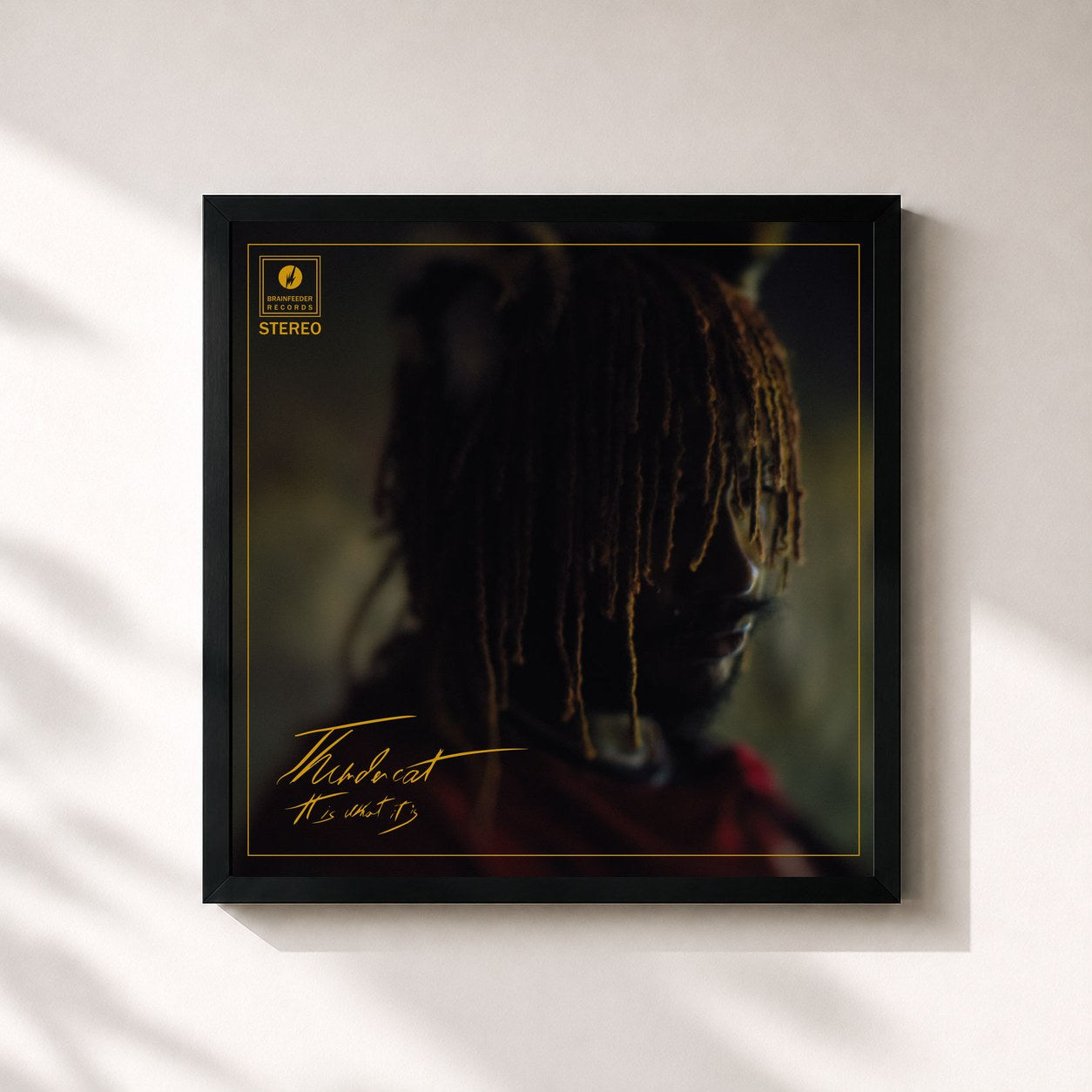 #noir Tableau carré de l'album It Is What It Is de Thundercat, cadre noir 32x32 cm