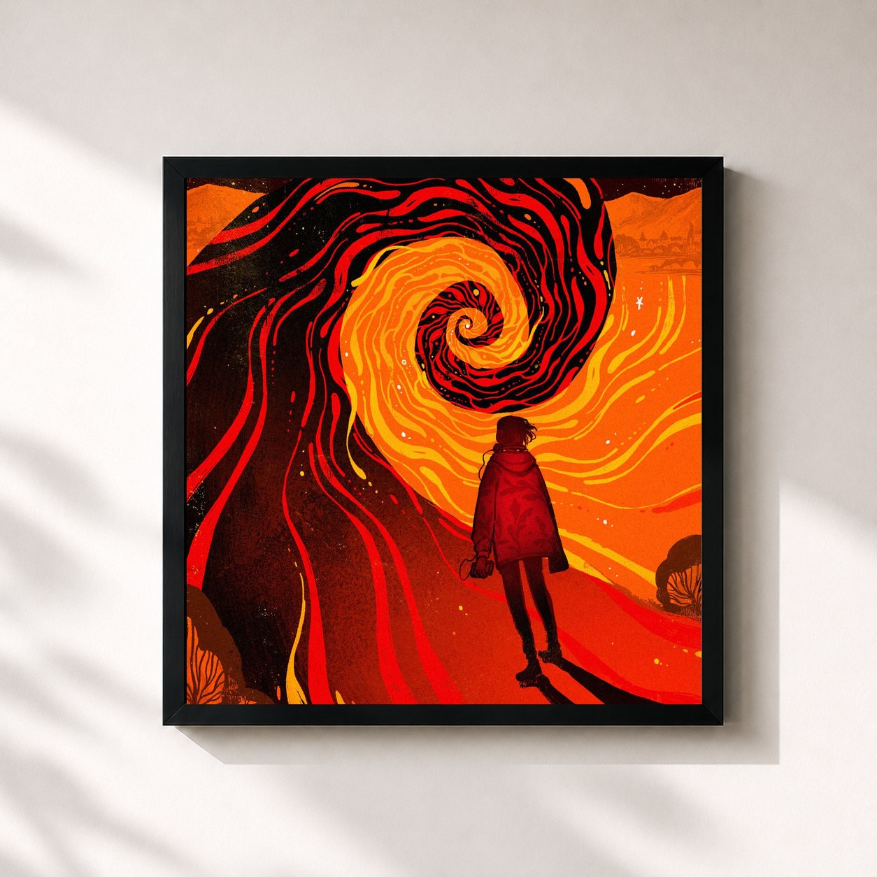 #noir Tableau carré de l'album Are We There Yet? de James Marriott, cadre noir 32x32 cm