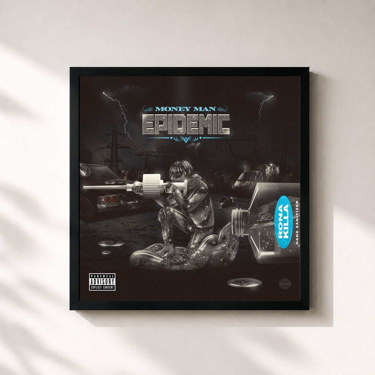 #noir Tableau carré de l'album Epidemic (Deluxe) de Money Man, cadre noir 32x32 cm