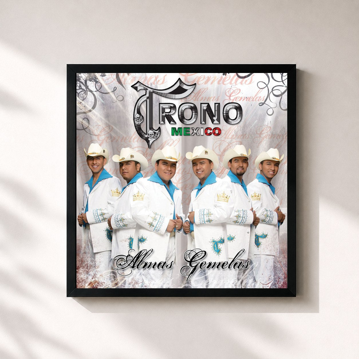 #noir Tableau carré de l'album Almas Gemelas de El Trono de Mexico, cadre noir 32x32 cm