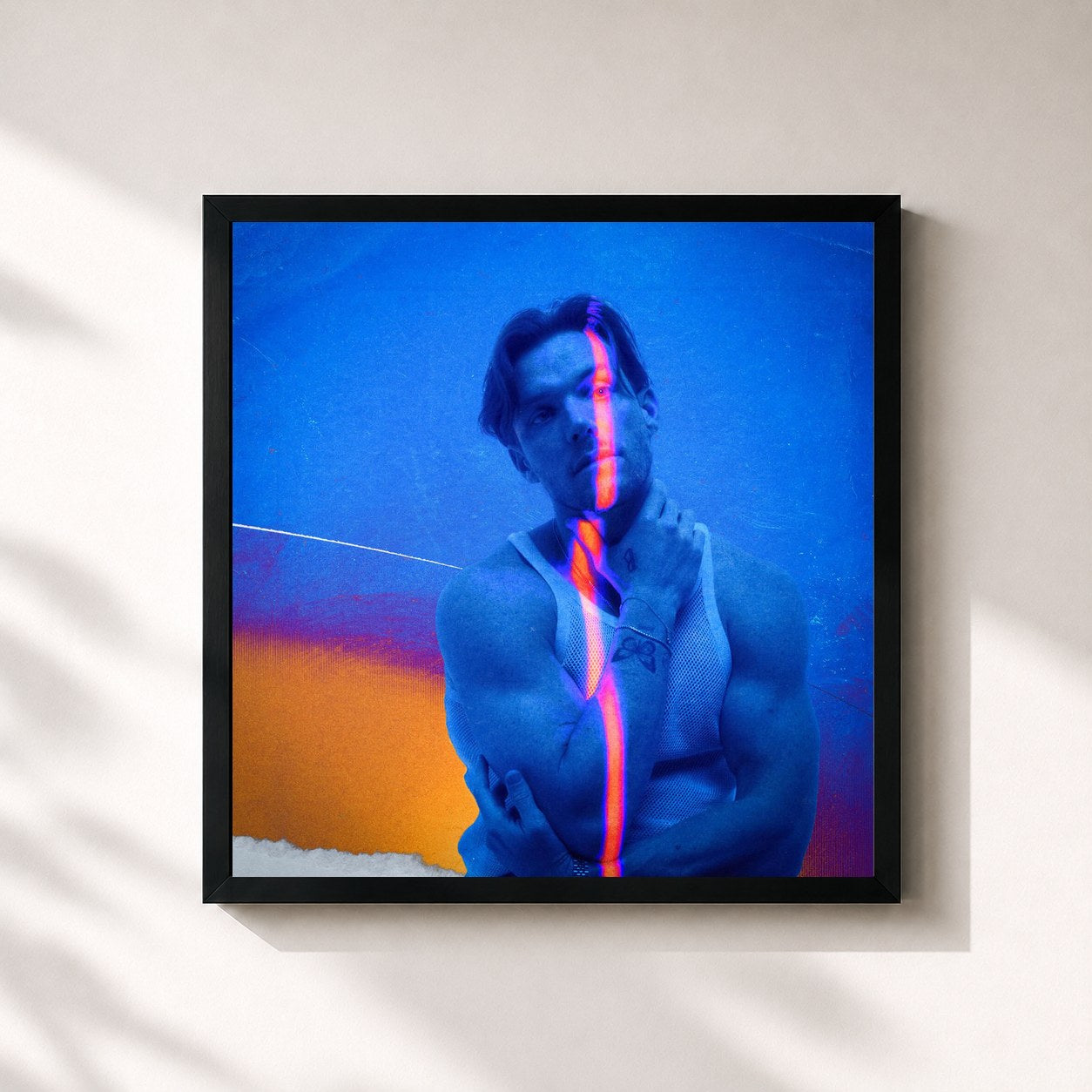 #noir Tableau carré de l'album SALT + LIGHT de John K, cadre noir 32x32 cm