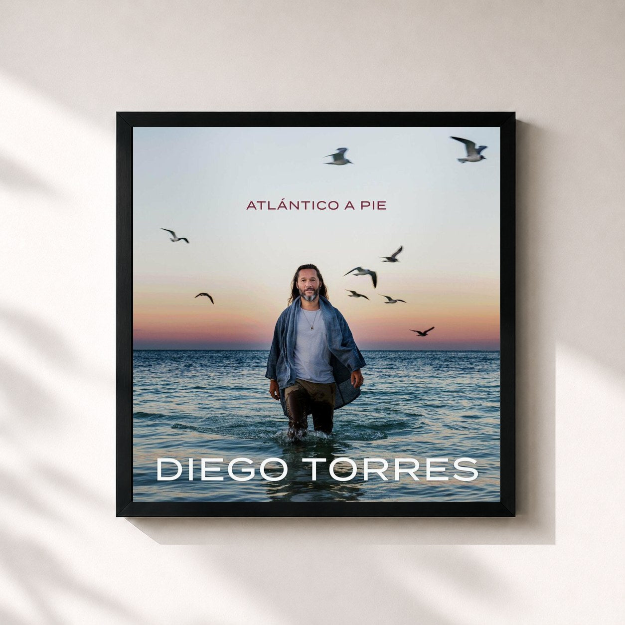 #noir Tableau carré de l'album Atlántico a Pie de Diego Torres, cadre noir 32x32 cm