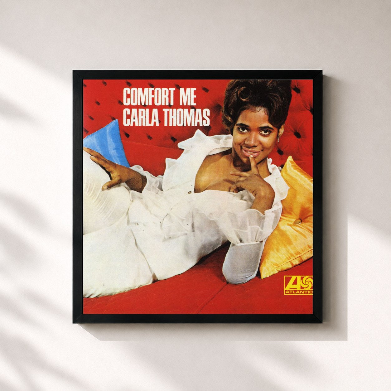 #noir Tableau carré de l'album Comfort Me de Carla Thomas, cadre noir 32x32 cm