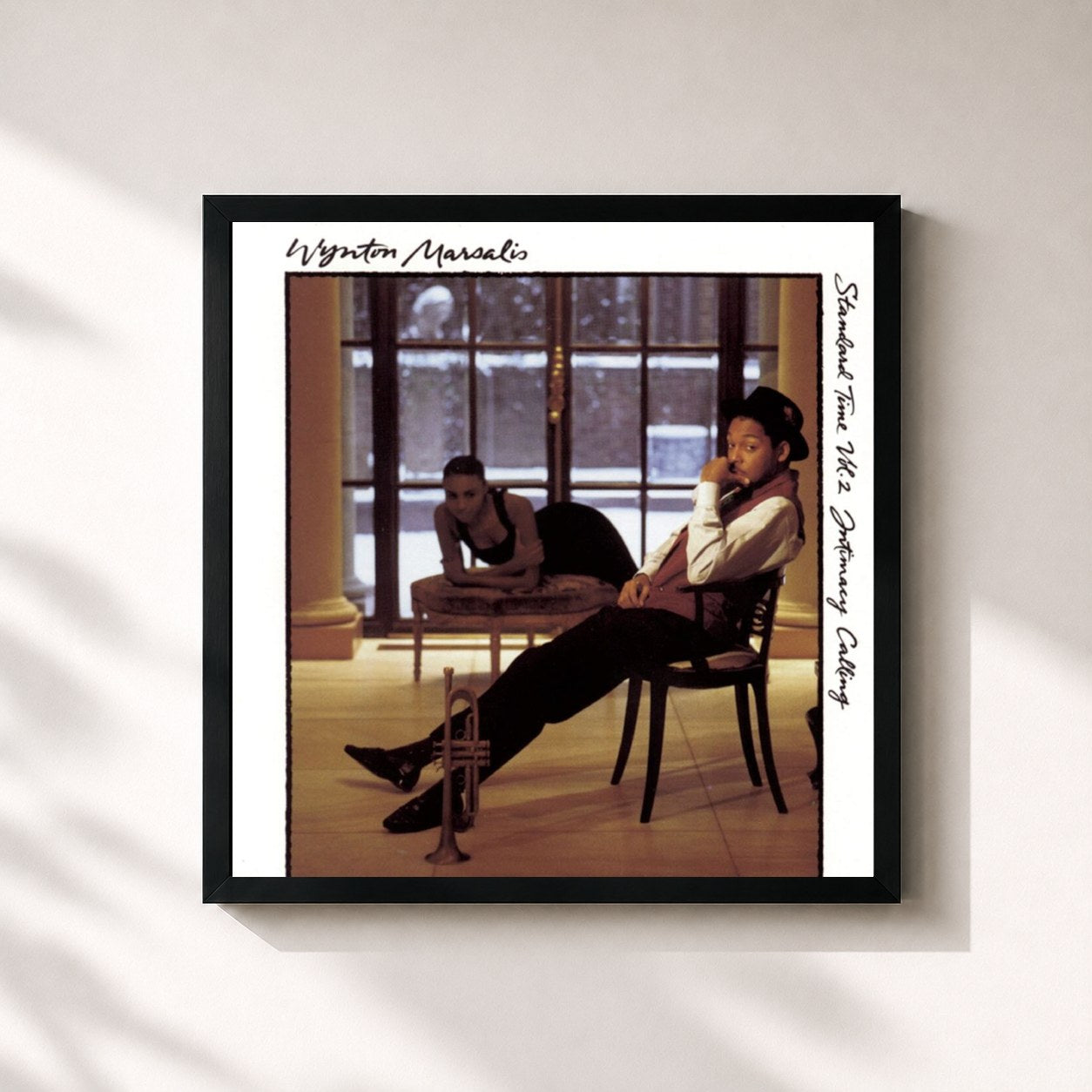 #noir Tableau carré de l'album Standard Time Vol. 2: Intimacy Calling de Wynton Marsalis, cadre noir 32x32 cm