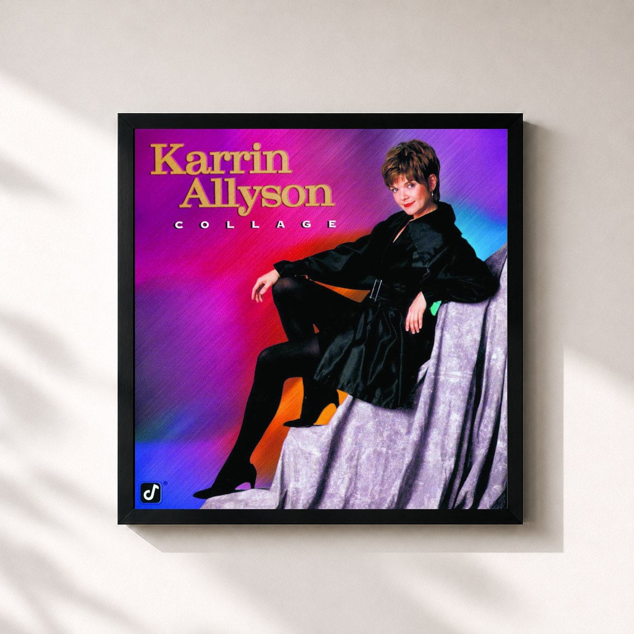 #noir Tableau carré de l'album Collage de Karrin Allyson, cadre noir 32x32 cm