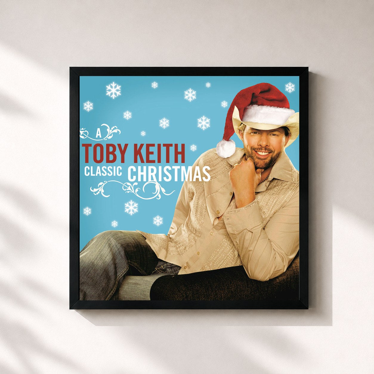 #noir Tableau carré de l'album A Classic Christmas de Toby Keith, cadre noir 32x32 cm