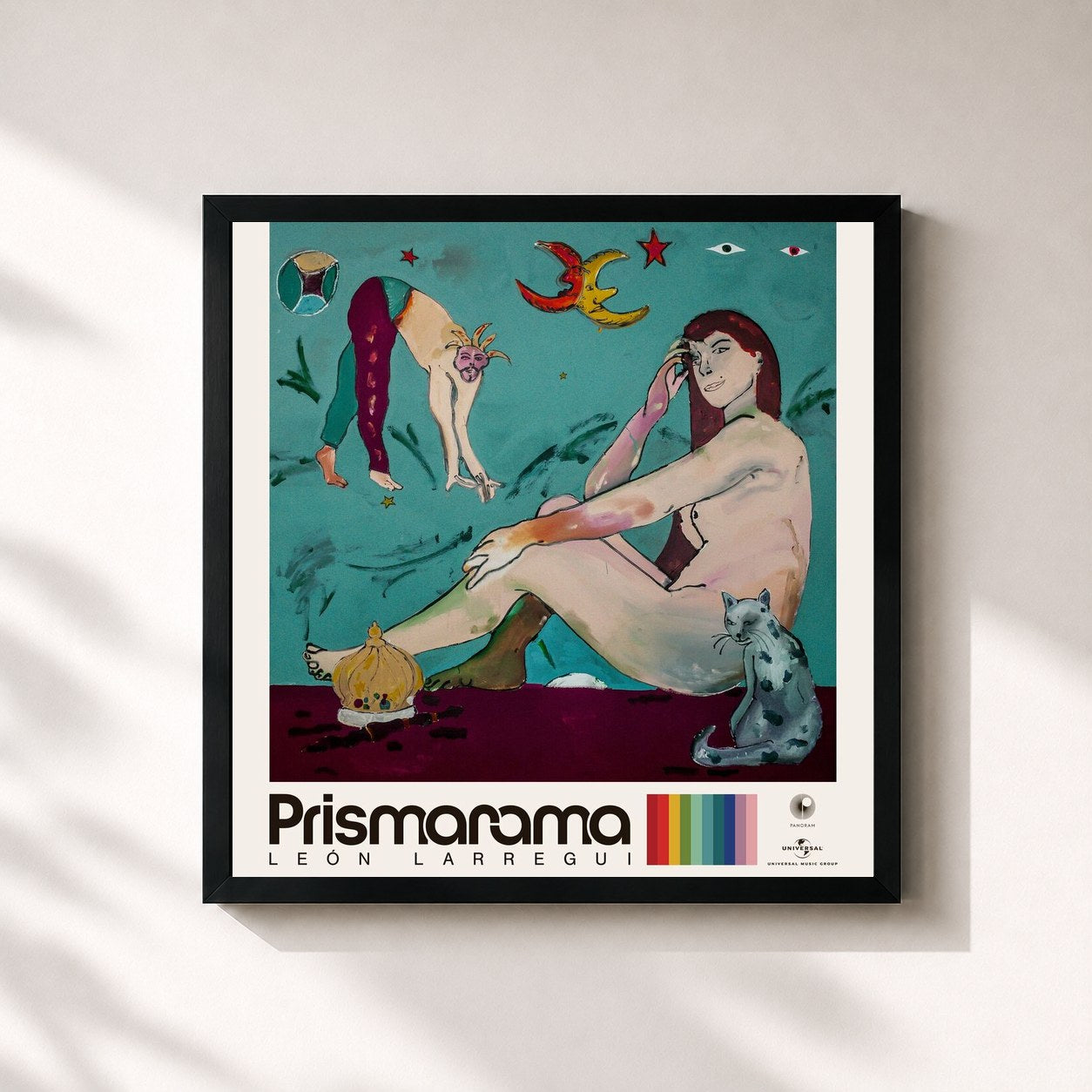 #noir Tableau carré de l'album PRISMARAMA de León Larregui, cadre noir 32x32 cm