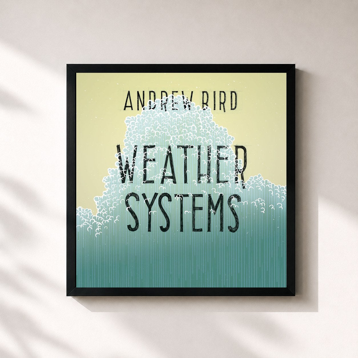 #noir Tableau carré de l'album Weather Systems de Andrew Bird, cadre noir 32x32 cm