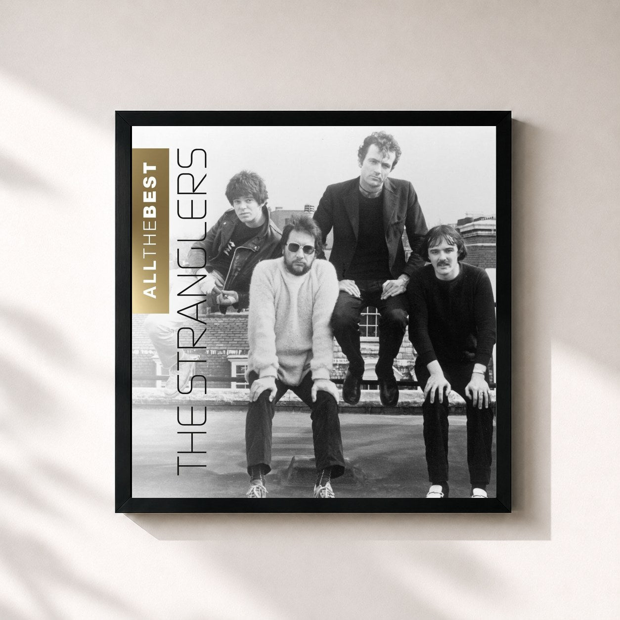 #noir Tableau carré de l'album All the Best de The Stranglers, cadre noir 32x32 cm