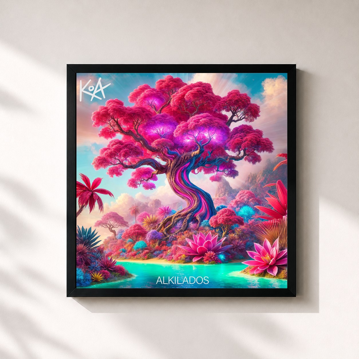 #noir Tableau carré de l'album KOA de Alkilados, cadre noir 32x32 cm
