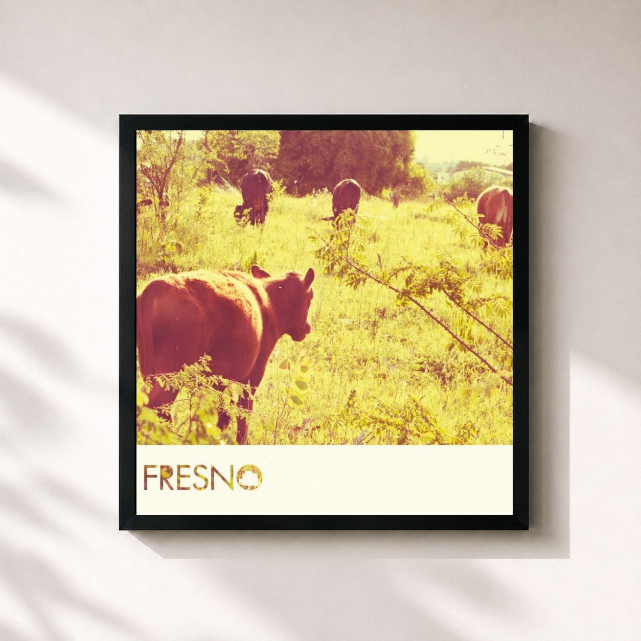 #noir Tableau carré de l'album Cemitério Das Boas Intenções de Fresno, cadre noir 32x32 cm