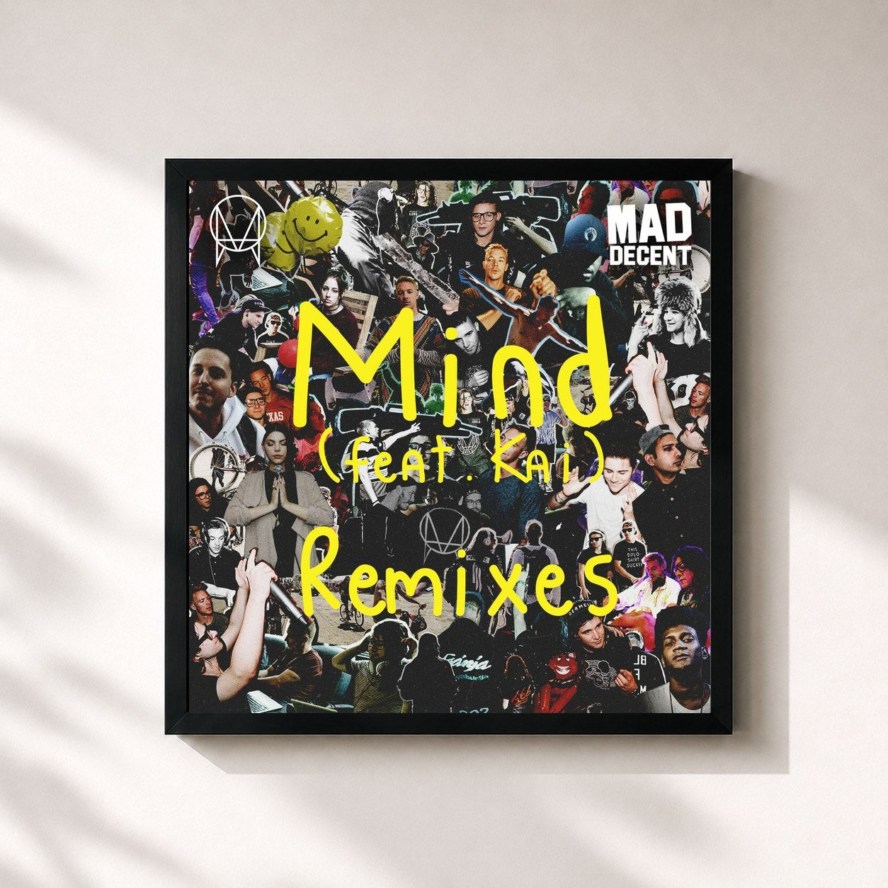 #noir Tableau carré de l'album Mind (feat. Kai) (Remixes) de Jack Ü, cadre noir 32x32 cm