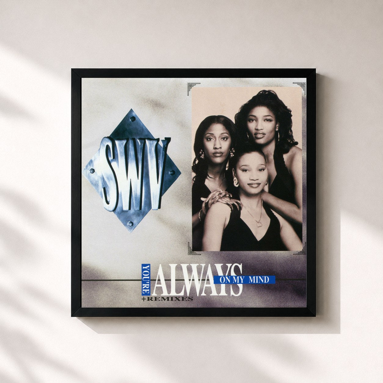 #noir Tableau carré de l'album You're Always On My Mind de SWV, cadre noir 32x32 cm