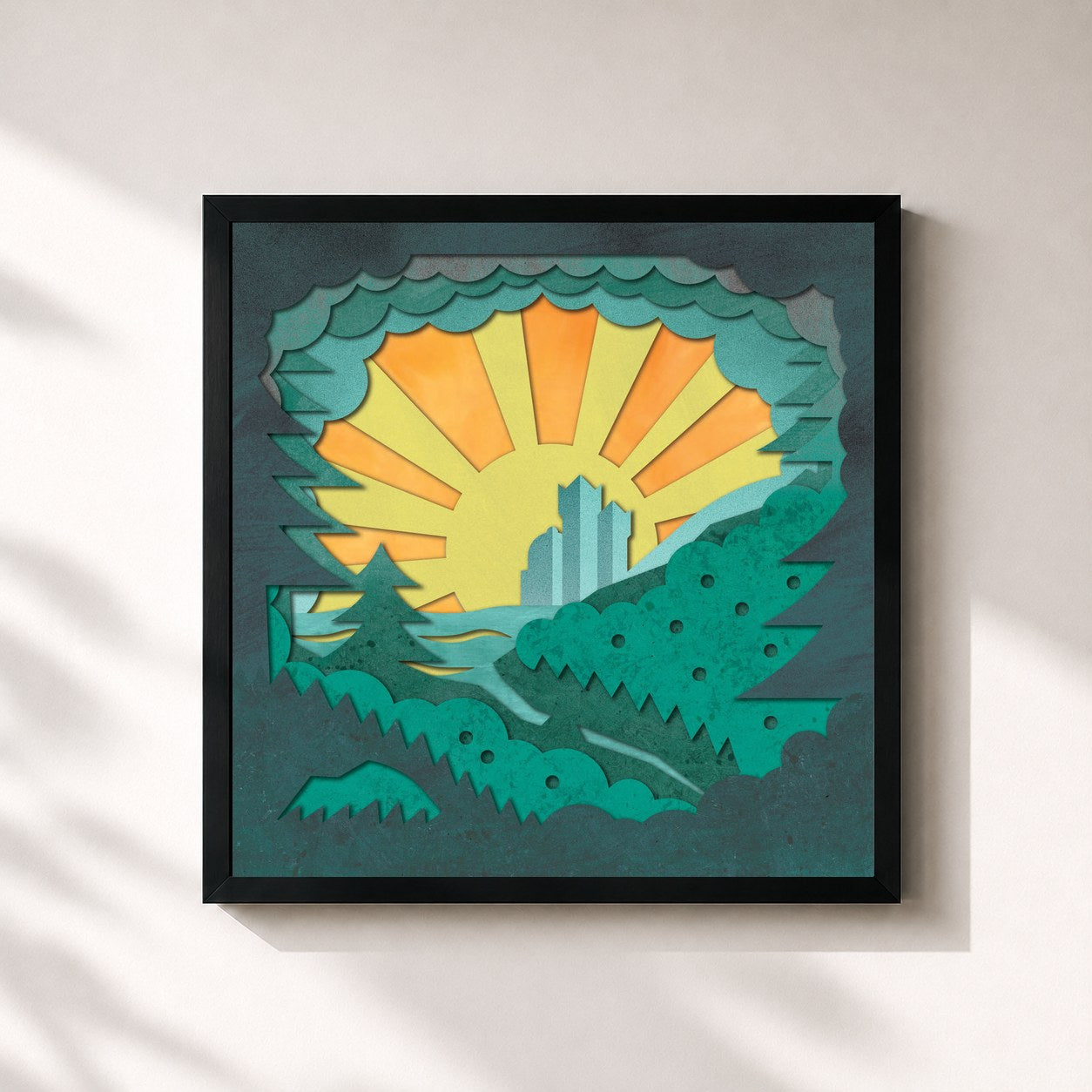 #noir Tableau carré de l'album Through The Deep, Dark Valley (Ten Year Anniversary Remaster) de The Oh Hellos, cadre noir 32x32 cm