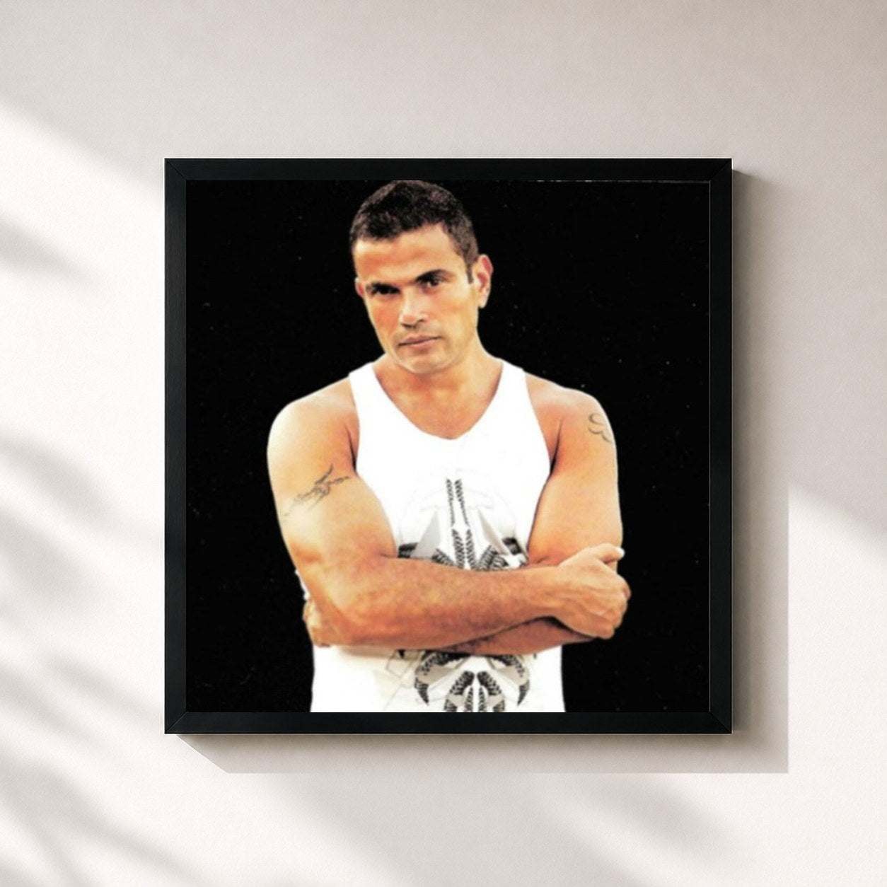#noir Tableau carré de l'album Ya Tarek de Amr Diab, cadre noir 32x32 cm