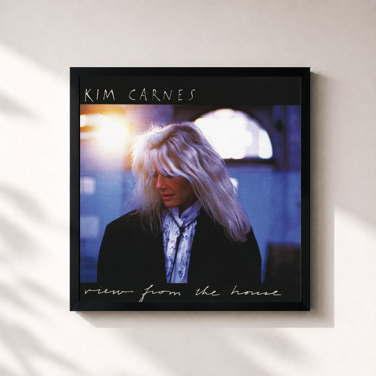 #noir Tableau carré de l'album View From The House de Kim Carnes, cadre noir 32x32 cm