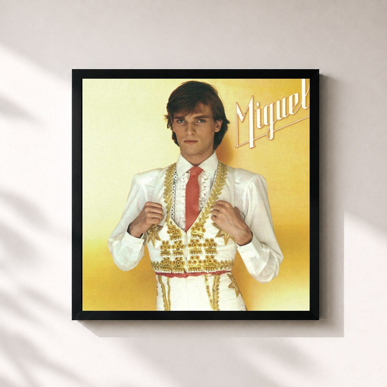 #noir Tableau carré de l'album "Miguel" de Miguel Bosé, cadre noir 32x32 cm