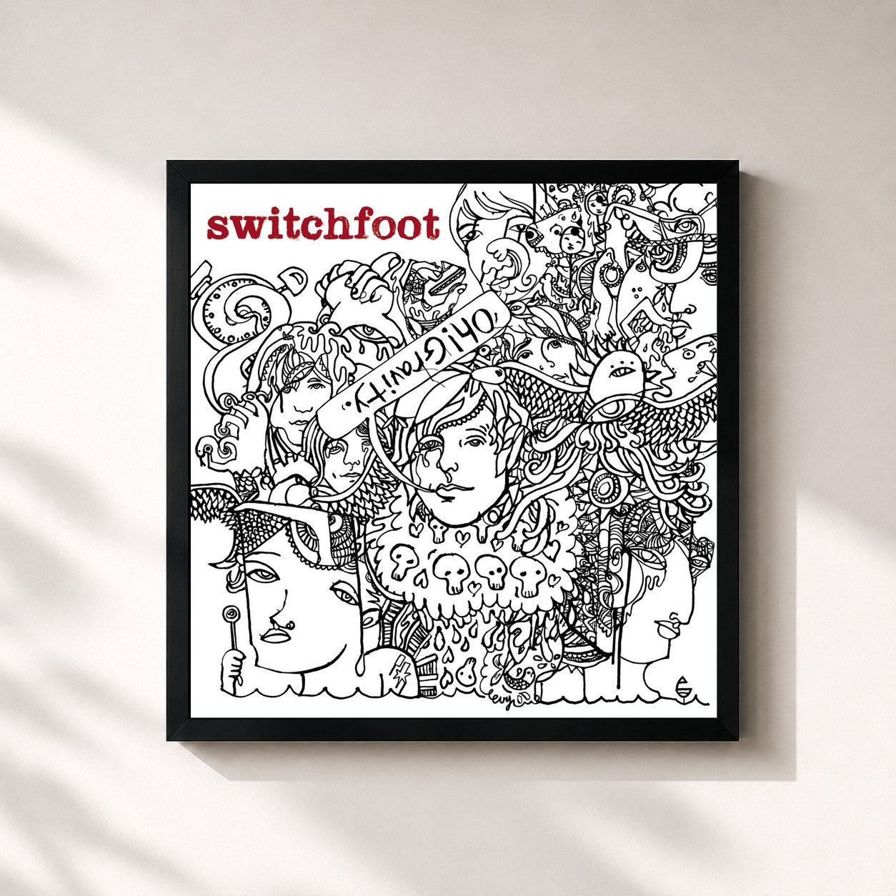 #noir Tableau carré de l'album Oh! Gravity. de Switchfoot, cadre noir 32x32 cm