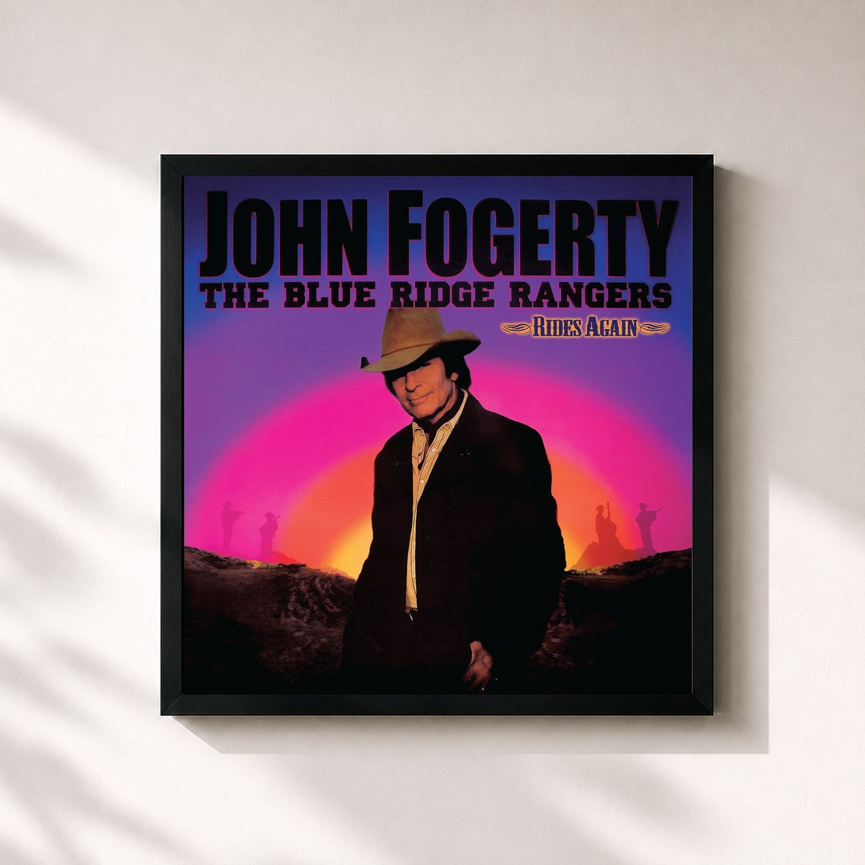 #noir Tableau carré de l'album The Blue Ridge Rangers Rides Again de John Fogerty, cadre noir 32x32 cm