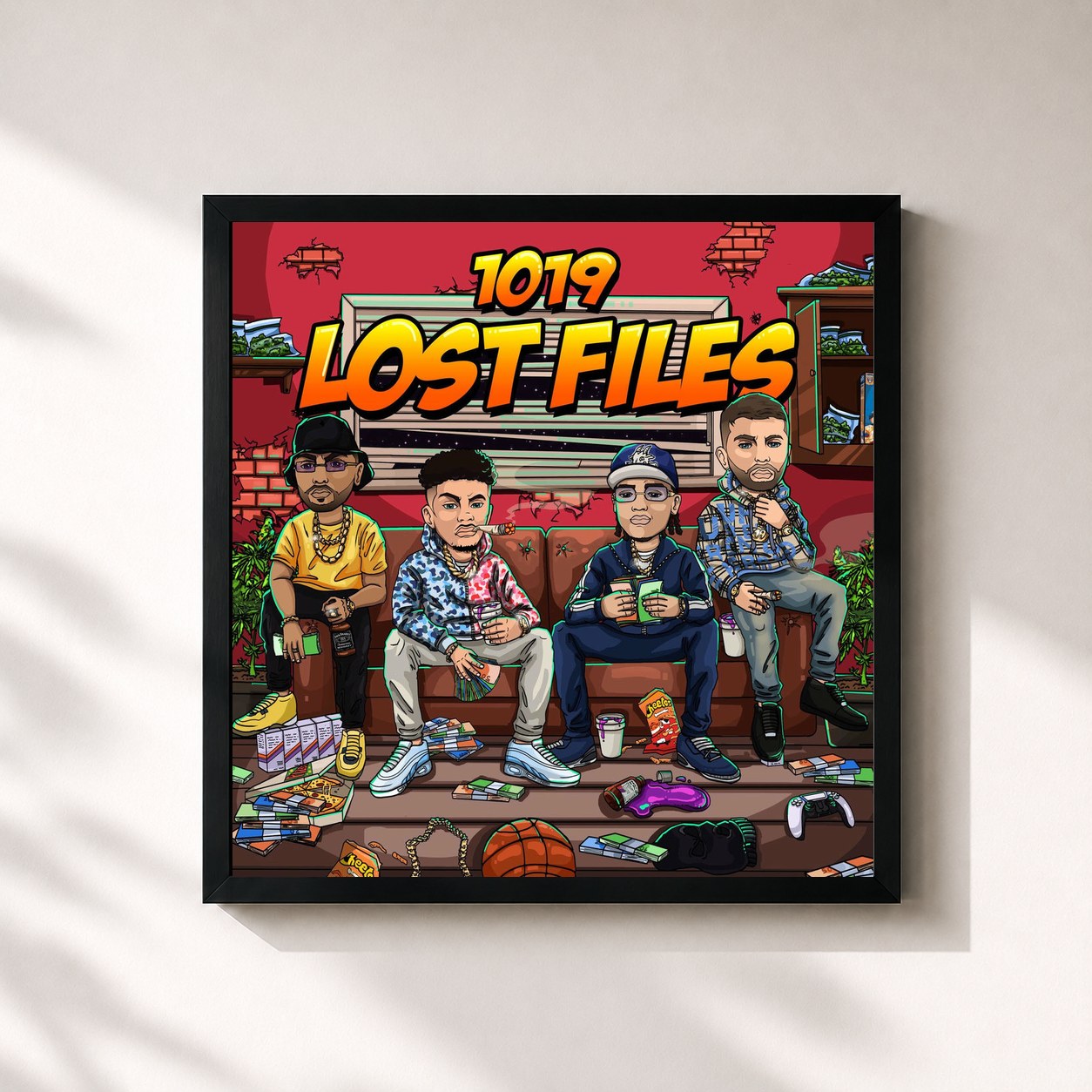 #noir Tableau carré de l'album LOST FILES de 1019, cadre noir 32x32 cm