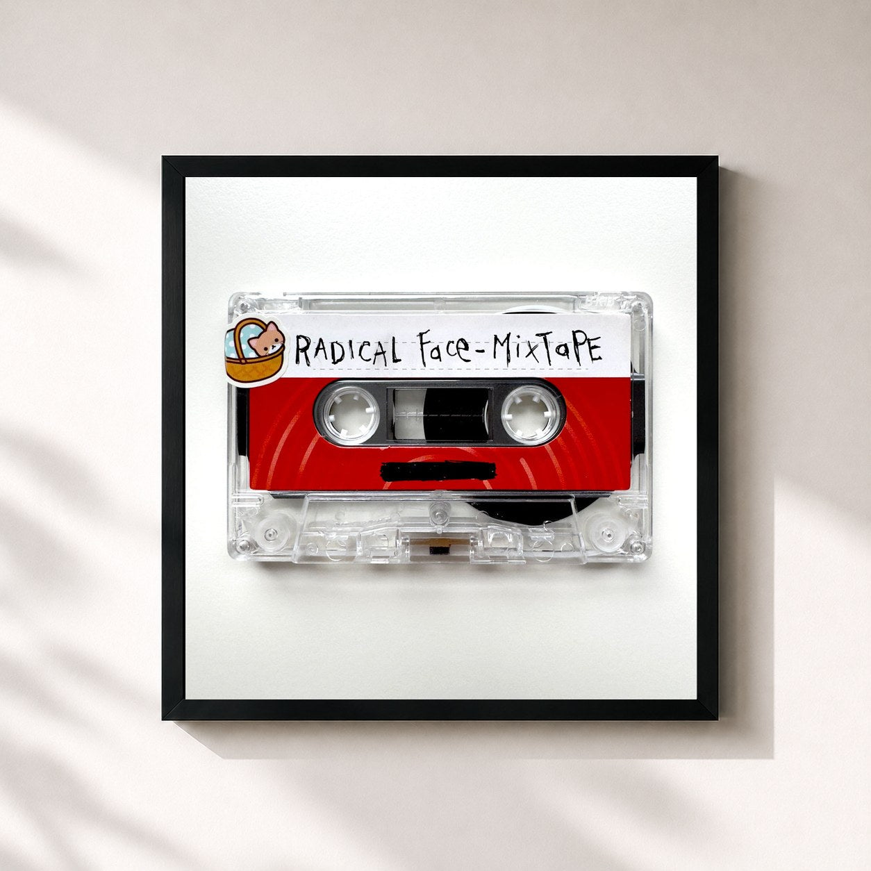 #noir Tableau carré de l'album Mixtape de Radical Face, cadre noir 32x32 cm