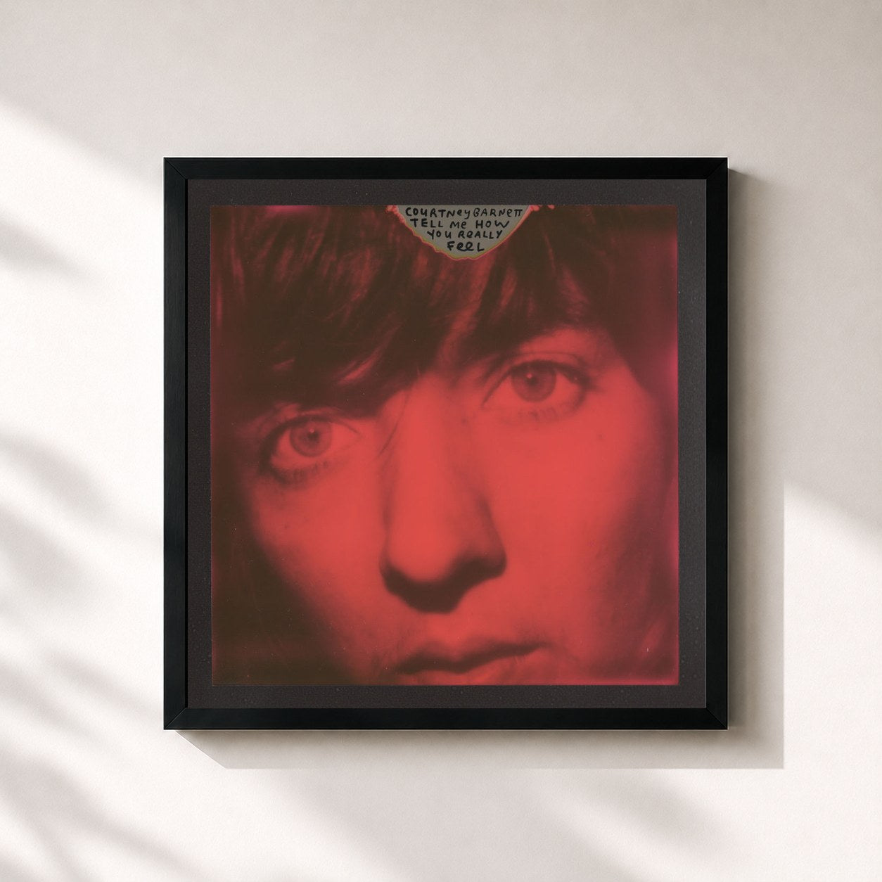#noir Tableau carré de l'album Tell Me How You Really Feel de Courtney Barnett, cadre noir 32x32 cm